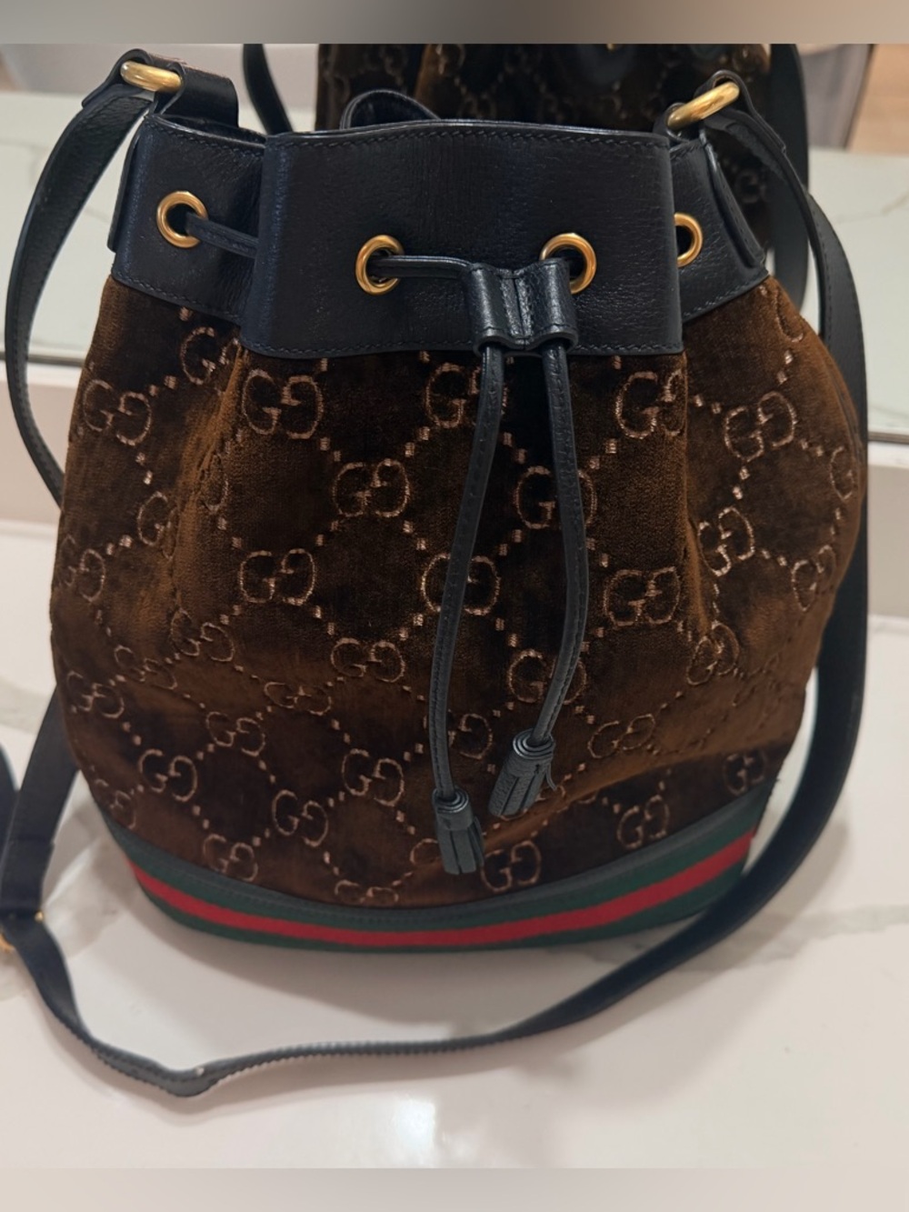 GUCCI Ophidia GG Velvet Bucket Limited Edition